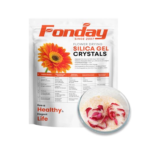 3LBS Fonday Silica Gel Flower Drying Crystals Fine Crystals Small Beads Color Indicating Reusable (1.36Kg) von Fonday