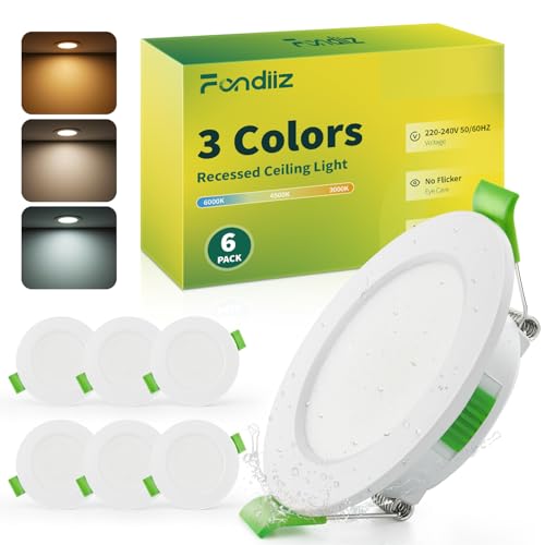 Fondiiz 6er LED Einbaustrahler 230V, 3.5W 340LM LED Spots 55mm - 68mm Lochmaß, Deckenspots 3000K Warmweiß 4500K Neutralweiß 6000K Kaltweiß, IP44 Einbauspots Ultra Flach für Badezimmer Küche Fondiiz 6er LED Einbaustrahler 230V, 3.5W 340LM LED Spots 55mm - 68mm Lochmaß, Deckenspots 3000K Warmweiß 4500K Neutralweiß 6000K Kaltweiß, IP44 Einbauspots Ultra Flach für Badezimmer Küche von Fondiiz