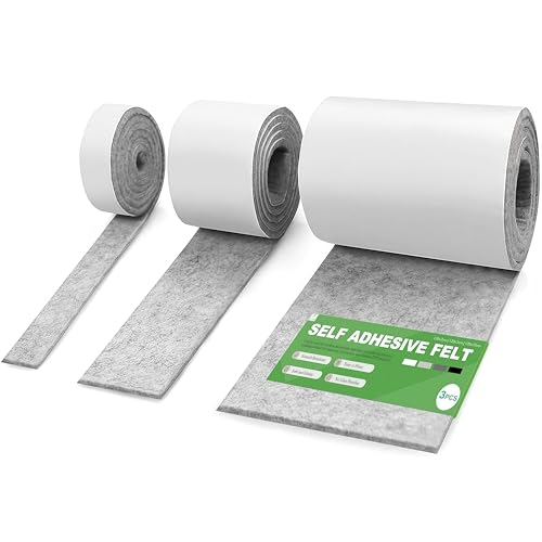 Fondlife Filz Selbstklebend,Selbstklebender klebriger Filz,2mm Filzgleiter Selbstklebend Möbelgleiter,Self-Adhesive Felt für Couch,Tischbeine,DIY(Hellgrau, 120x2/5/10cm) von Fondlife