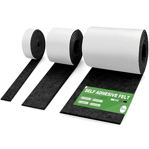 Fondlife Filz Selbstklebend,150 * 40cm Selbstklebender klebriger Filz,2mm Filzgleiter Selbstklebend Möbelgleiter, Self-Adhesive Felt für Couch,Tischbeine,DIY (Schwarz, 120x2/5/10cm) von Fondlife