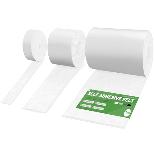 Fondlife Filz Selbstklebend,150 * 40cm Selbstklebender klebriger Filz,2mm Filzgleiter Selbstklebend Möbelgleiter,Self-Adhesive Felt für Couch,Tischbeine,DIY (Weiß, 120x2/5/10cm) von Fondlife