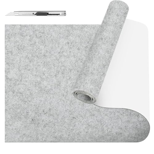 Fondlife Filz Selbstklebend,Selbstklebender klebriger Filz,2mm Filzgleiter Selbstklebend Möbelgleiter,Self-Adhesive Felt für Couch,Tischbeine,DIY (Hellgrau, 150 * 40cm) von Fondlife