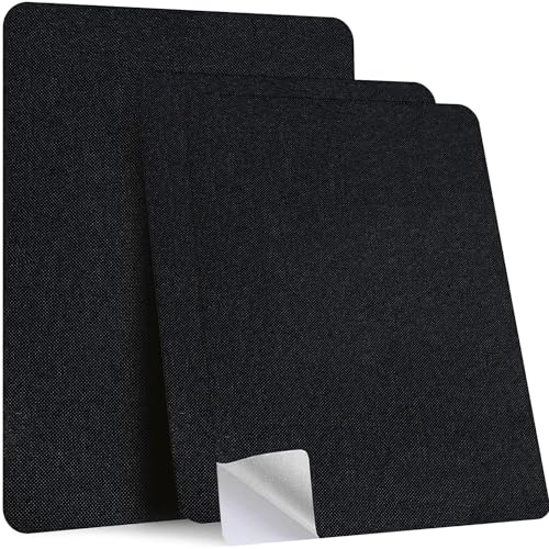 Fondlife Flicken Selbstklebend Stoff,3er 20X30cm Stoff Reparatur Patches Selbstklebend,Stoffe-Reparaturaufkleber,Leinenstoff-Reparaturflicken für Autositze,Kopfteile,Vorhang,Möbel,Sofa (Schwarz) von Fondlife