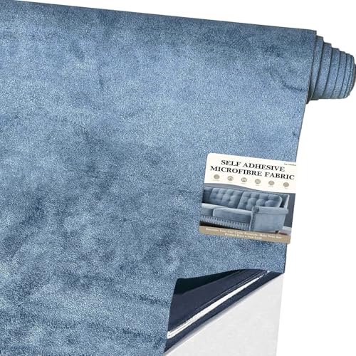 Mikrofaserstoff Selbstklebend für Cockpit,Wildleder Optik Kunstleder,Kunstleder Wildleder Optik Stretch Dehnbar Stoff Velours (Hellblau, 150 * 40cm) von Fondlife