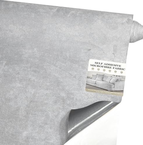 Mikrofaserstoff Selbstklebend für Cockpit,Wildleder Optik Kunstleder,Kunstleder Wildleder Optik Stretch Dehnbar Stoff Velours (Weißgrau, 150 * 40cm) von Fondlife