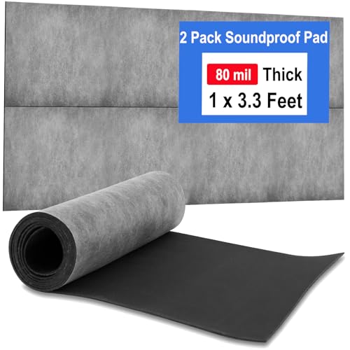 Foneso Schalldichte Vinyl-Barriere mit Massenbelastung, 3,3 m MLV-Isolierfolie, Anti-Vibrationsdämpfung, schalldämmendes Material, reduziert Lärm, 2 Stück (0,3 x 1 m)) von Foneso
