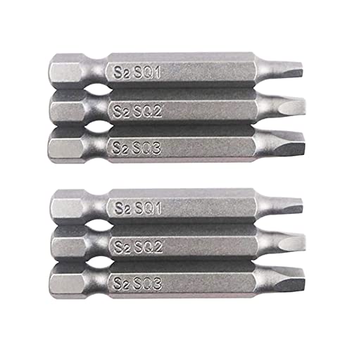 Fongmore 6-teiliges Schraubendreher-Set, 1/4 Zoll Schaftlänge, lang, magnetisch, Vierkantkopf, Elektrowerkzeuge, SQ1 SQ2 SQ3 (50 mm) von Fongmore