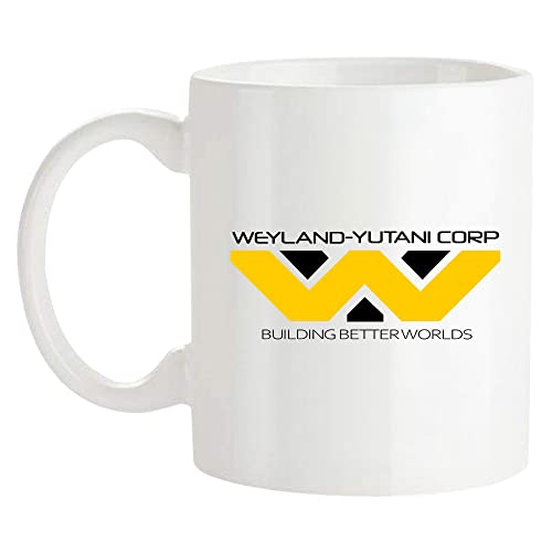 Fonhark - Aliens Tasse, Weyland Yutani Corp Logo, Building Better Worlds, 325 ml Kaffeetasse/Tasse, Weiß von Fonhark