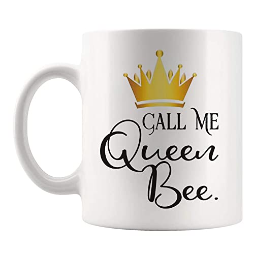 Fonhark - Call Me Queen Bee Mug, Queen Bee Coffee Mug for Boss, 325 ml Neuheit Kaffeetasse/Tasse, Weiß Fonhark - Call Me Queen Bee Mug, Queen Bee Coffee Mug for Boss, 325 ml Neuheit Kaffeetasse/Tasse, Weiß von Fonhark