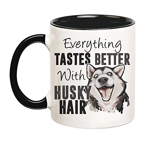 Fonhark - Husky-Tasse, Everything Tastes Better With Husky Hair, Sibirischer Husky, Husky Lover Mug, 325 ml Kaffeetasse/Tasse von Fonhark