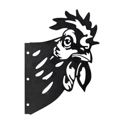 Fonowx 2D Metall Kunstausschnitt, Multifunktionale, Gartenornament Silhouette für Gehwege, Bauernhof, Hinterhof, Eingang, Huhn von Fonowx