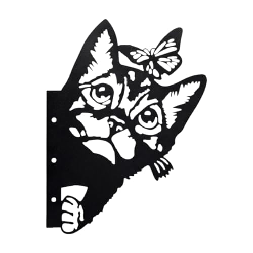 Fonowx 2D Metall Kunstausschnitt, Multifunktionale, Gartenornament Silhouette für Gehwege, Bauernhof, Hinterhof, Eingang, Katze von Fonowx