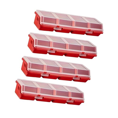 Fonowx 4 Stück Tragbare Schrauben Organizer Boxen, Behälter für Elektronische Komponenten mit Stabiler PP Struktur mit Fächern, Geeignet für Garagen, Rot Fonowx 4 Stück Tragbare Schrauben Organizer Boxen, Behälter für Elektronische Komponenten mit Stabiler PP Struktur mit Fächern, Geeignet für Garagen, Rot von Fonowx