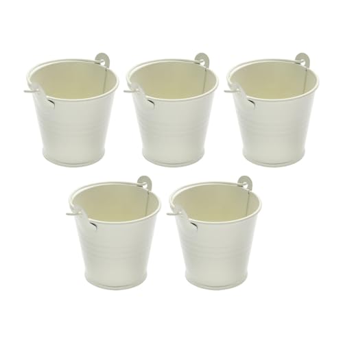 Fonowx 5Pcs Verzinktem Metall Eimer EIS Eimer Handwerk mit Griff Tabelle Herzstück Gefälligkeiten Farbe Organisation Dekorative, Weiß Fonowx 5Pcs Verzinktem Metall Eimer EIS Eimer Handwerk mit Griff Tabelle Herzstück Gefälligkeiten Farbe Organisation Dekorative, Weiß von Fonowx