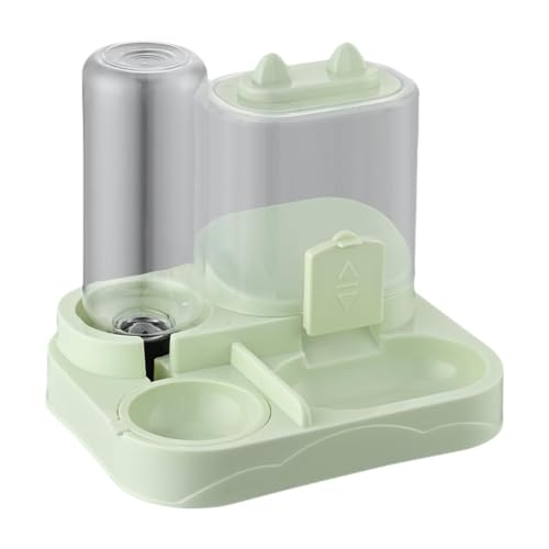 Fonowx Automatischer Futterspender für Haustiere mit Integriertem Futternapf Wasserspender Futtercontainer Futterschalen mit Abnehmbarem PP Gehäuse für, GrÜn von Fonowx