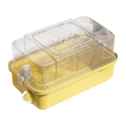 Fonowx Hamsterkäfig mit Wasserbehälter, Transportbox für Kleintiere, Lebensraum für Mäuse Und Meerschweinchen, Gelb von Fonowx