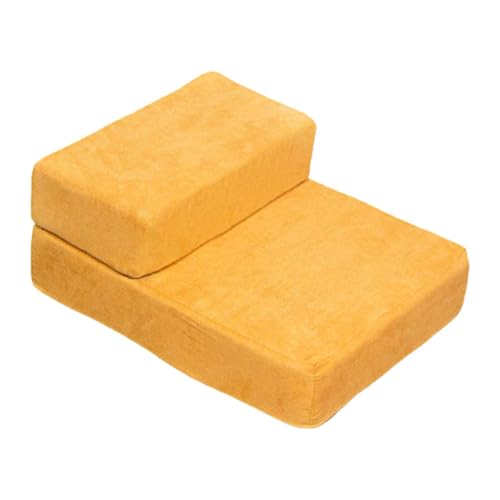 Fonowx Hundeleiter mit Waschbarem Bezug, Weich Und Bequem, Ideal für Hohe Betten Und Sofas, Ideal für Kleine Hunde, Gelb von Fonowx