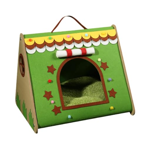 Fonowx Katzenhaus mit Pad Katzenbetten Haustierkäfig Wärmer Holz Niedlicher Unterschlupf Rutschfestes Zelt Halb von Fonowx