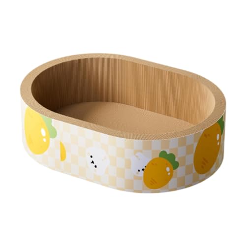 Fonowx Katzenkratzbaum, Loungebett aus Karton, ovale Schüsselform, kratzfestes Haustierzubehör, Kätzchen, Kratzpad aus Wellpappe von Fonowx