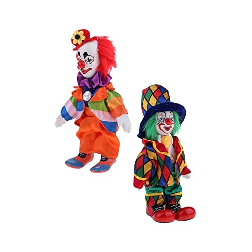 Fonowx Porzellan Clown Figur, Kunstwerk für Zuhause, Tischdekoration, Geschenkidee, 2 Stück Rot Orange von Fonowx