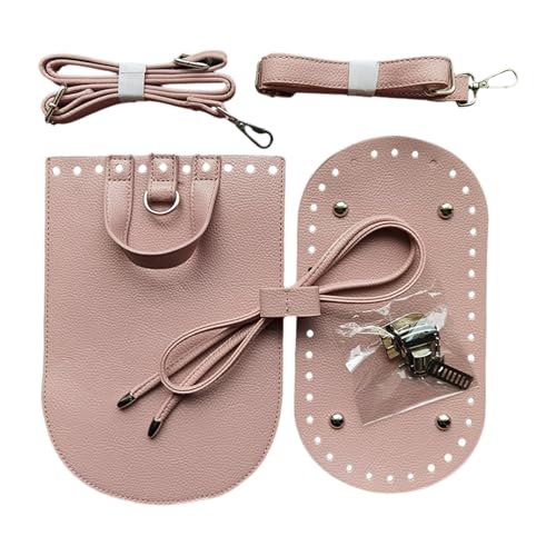 Fonowx Taschenboden zum Häkeln, PU Leder Boden Tasche Häkeln mit Löchern, Taschenzubehör zum Nähen mit Tasche Twist Lock Taschenriemen für Häkeltaschen DIY Rucksack Taschen Strickbeutel, Rosa von Fonowx