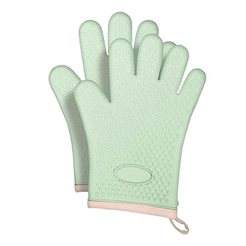 Fonowx Topflappen-Handschuhe, hitzebeständige Ofenhandschuhe, tragbare Küchen-Grillhandschuhe, Ofenhandschuhe für Küchengeräte, Grillen, fünf Finger von Fonowx