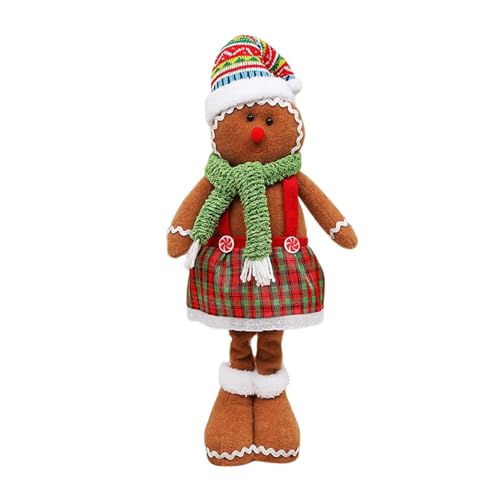 Fonowx Weihnachtsfigur, Dekoration, Weihnachts-Lebkuchenmann, Ornamente, Lebkuchenmann-Puppe mit Langen Beinen, Farbe Hut von Fonowx