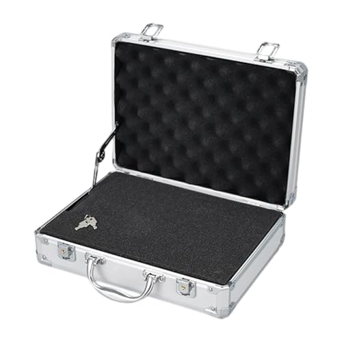 Fonowx Werkzeugkoffer aus Aluminium, Hartschalen-Organizer mit Schaumstoff für den Heimgebrauch, Silber, 33x24x10cm von Fonowx