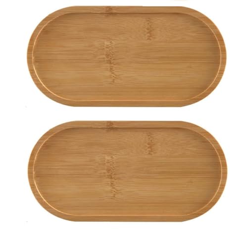 2 Stück Bambus Tablett Set – Ovale Holztabletts Serviertabletts für Küche und Deko – Natürliche Bambusuntersetzer für Sukkulenten, Pflanzen, Tee und Servieren von FontFable