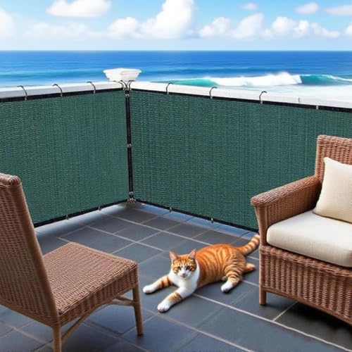 FontFable Gartensichtschutzzaun, strapazierfähig, staubdicht, Netzgewebe, Schattennetz für Außenwand, Garten, Hof, Pool, Terrasse, Hinterhof, Geländer (2 x 3 m, Dunkelgrün) von FontFable