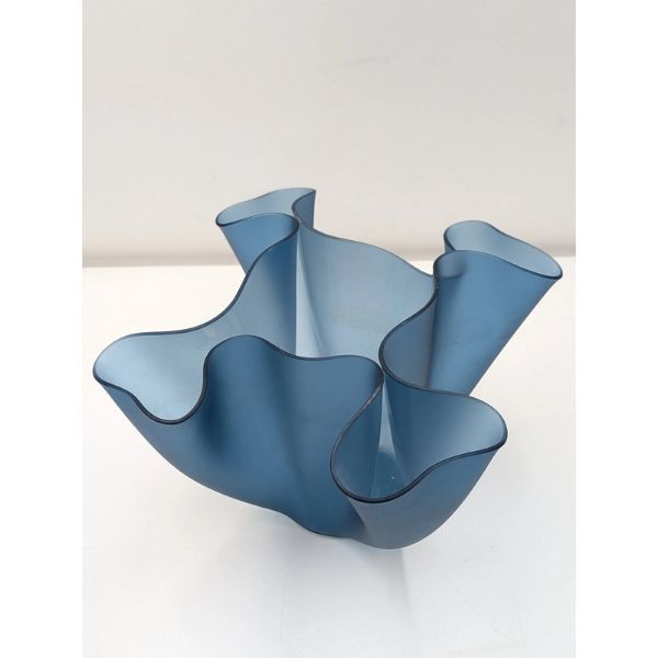 Blau Kristallvase „Cartoccio“ von Pietro Chiesa aus den 1940er Jahren, FontanaArte von FontanaArte