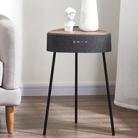 Drahtloser Lautsprecher Mesu im Tischdesign, schwarz mit Holzplatte von Fontastic