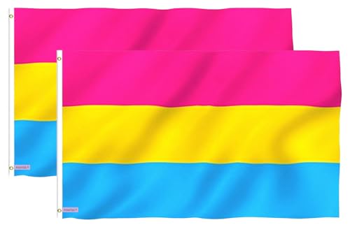 Fontee® 2 Stück [Pansexual Flag] [90X150 cm] [Lebendige Farbe] [UV-lichtbeständig] [Leinwandkopf] [Doppelt genäht] [Dicke Messingösen] [Omnisexual Flag] von Fontee