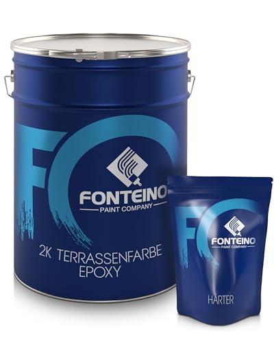 Fonteino 2K Epoxidharz Balkonfarbe Balkonversiegelung Terrassenfarbe - Bodenfarbe für Außenräume - Balkon Terrasse Carport Fliesen Beton Estrich etc. Anthrazitgrau 2,5Kg von Fonteino