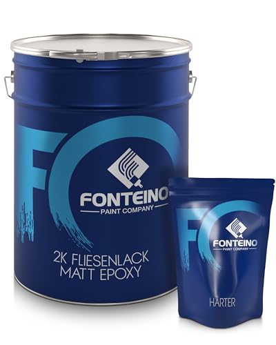 Fonteino 2K Fliesenlack Anthrazit MATT RAL 7016 für Küche Badezimmer Wandfliesen Bodenfliesen - 5Kg von Fonteino