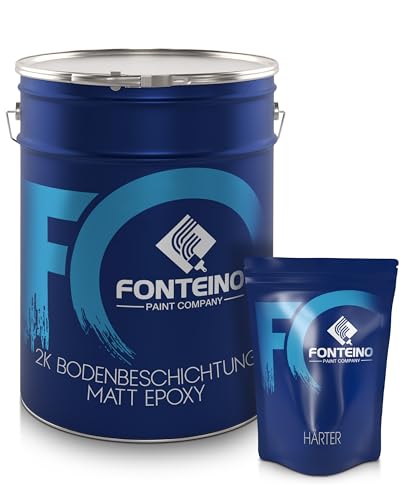 Fonteino 2K Epoxidharz Bodenfarbe Garagenfarbe Kellerfarbe Betonfarbe Bodenbeschichtung MATT Hellelfenbein RAL1015-2,5kg von Fonteino