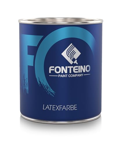 Fonteino Latexfarbe Weiß Innenweiß - abwaschbare Innenfarbe Wandfarbe Deckenfarbe Wohnraumfarbe Küchenwandfarbe - atmungsaktiv, lösungsmittelfrei - seidenmatt 750ml von Fonteino