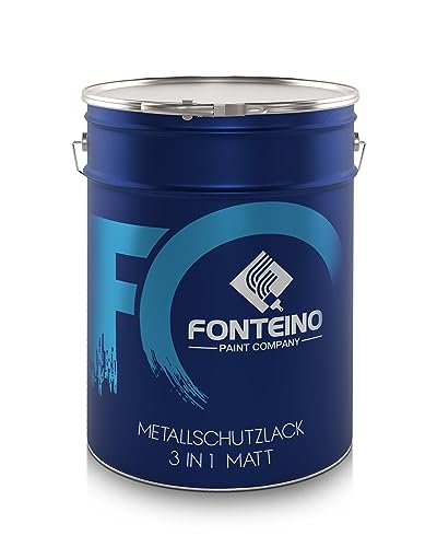 Fonteino Metallschutzlack 3in1 Metallfarbe Rostschutzfarbe Decklack Matt - Schwarz 2,5L von Fonteino
