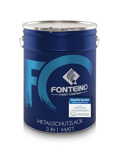 Fonteino Metallschutzlack 3in1 Metallfarbe Rostschutzfarbe Decklack Matt - Schwarz 2,5L von Fonteino