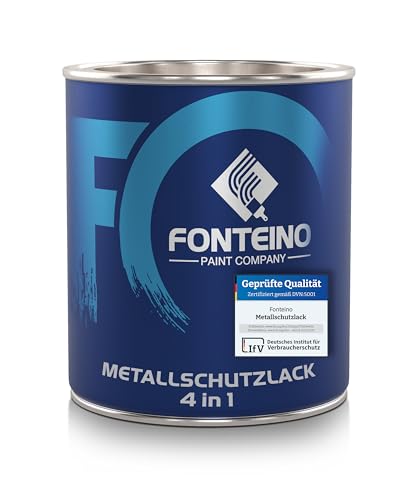 Fonteino Metallschutzlack 3in1 Metalllack Metallfarbe Grundierung Rostschutzfarbe Decklack - Silber 750ml von Fonteino