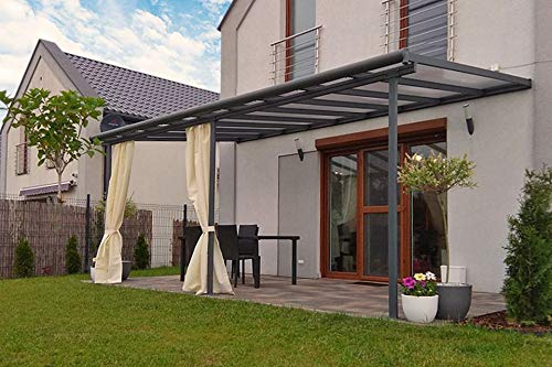 Hochwertige graue ALU Terrassenüberdachung/Veranda - 550 x 300 (BxT) / Überdachung Sierra Grau von Fonteyn