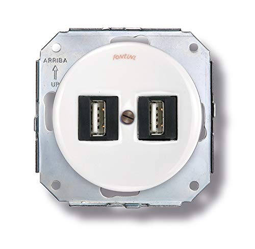 Fontini 31765172 Ladegerät mit Doppel-USB, Porzellan, Weiß von FONTINI