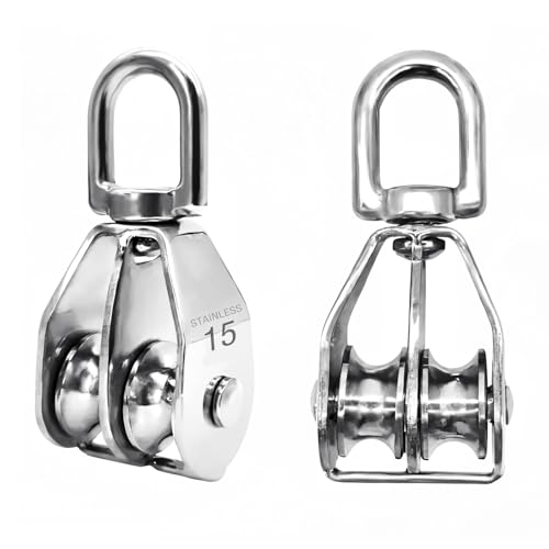 2 Stück Doppel Umlenkrollen für Seile 6mm, M15 Seilrolle Umlenkrolle Edelstahl Tragkraft 35Kg Fitness Umlenkrolle Klein Zum Anheben 2 Stück Doppel Umlenkrollen für Seile 6mm, M15 Seilrolle Umlenkrolle Edelstahl Tragkraft 35Kg Fitness Umlenkrolle Klein Zum Anheben von Fonyet