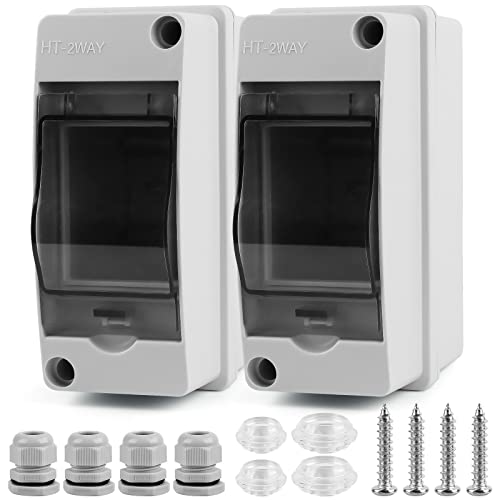 2 Stück Verteilerkasten Aufputz 1 Reihig 2 Module Sicherungskasten Aufputz Waterproof Kleinverteiler Unterverteilung Aufputz mit 4 Wasserdichte Kabelverschraubungen für Gärten im Freien, Bauernhöfe von Fonyet
