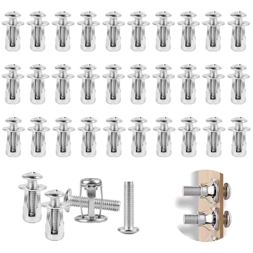 Fonyet 30 Stück Hohlraumdübel M4 x 20mm Hohlraumdübel Metall mit Schrauben, Metallanker Expansion Nuts Spreizdübel für Dünne Wände, Hohltüren und Eisenblech (M4*20) von Fonyet