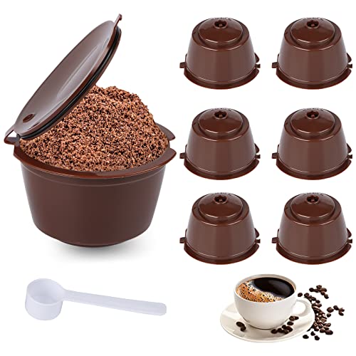 Fonyet 6 Stück Wiederverwendbare Kaffeekapseln für Dolce Gusto Kapseln Nachfüllen 50ml Wiederbefüllbare Nespresso Kapsel Filterkapseln Kaffeefilter mit Löffel und Bürste für Küche und Büro von Fonyet