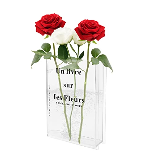 Book Vase Klare Buch Vase Tulpenvase Transparentes Buchvase für Blumen Kunstvolle Acryl Vase Buchform für Blumenarrangements, Tischdekoration, Wohnzimmerdekoration von Fonyet