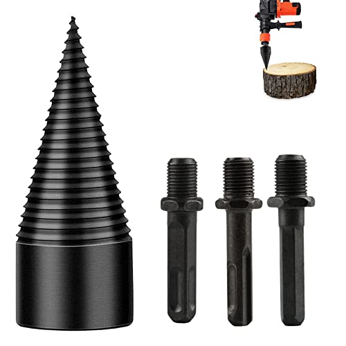 Brennholzbohrer 42mm Mit 3 Bohrgriffe - Holzspalter für Bohrmaschine, Bohrkegel, Kegelspalter für Brennholz und Haushalt von Fonyet