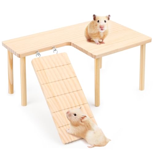 Hamster Plattform aus Holz mit Kletterleiter, Trainingsplattform für kleine Haustiere, Hamster Kletterplattform Hamster Zubehör für Den Käfig Hamster Plattform aus Holz mit Kletterleiter, Trainingsplattform für kleine Haustiere, Hamster Kletterplattform Hamster Zubehör für Den Käfig von Fonyet
