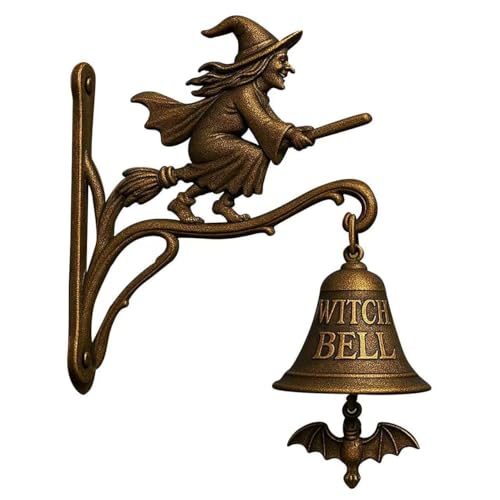 Halloween Hexe Türklingel Vintage Türglocke Hexe Glocke zum Aufhängen, Wandmontage Hexenglocke mit Besen, Dekorative Gothic Gartenglocke für Veranda, Garten, Haustür Halloween Hexe Türklingel Vintage Türglocke Hexe Glocke zum Aufhängen, Wandmontage Hexenglocke mit Besen, Dekorative Gothic Gartenglocke für Veranda, Garten, Haustür von Fonyet
